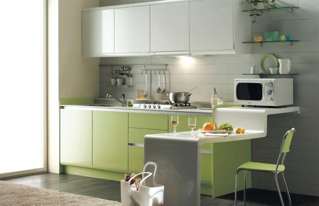 Pretentious-Decoration-For-Luxurious-Grey-Kitchen-Design-With-Green-Cabinets